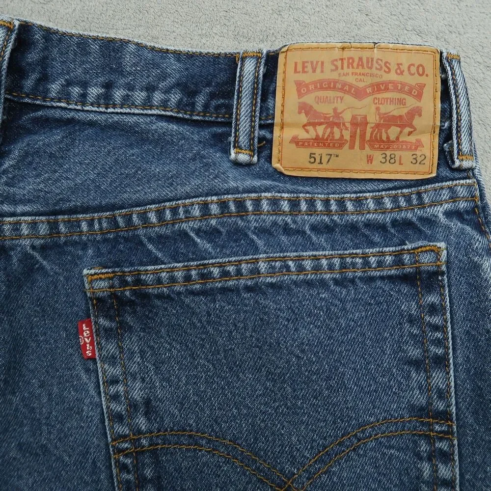 Levi's 517 Jeans Mens 38x32 Blue Regular Bootcut Rigid Denim Pants Medium Wash
